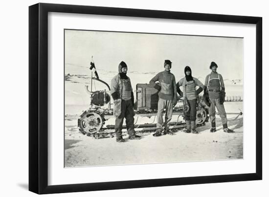 'The Motor Party (Left to right - Lashly, B.C. Day, Lieut. Evans, Hooper)', October 1911, (1913)-Herbert Ponting-Framed Photographic Print