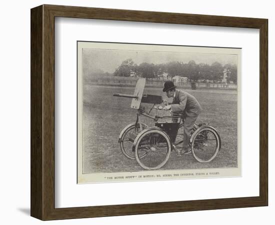 The Motor Scout in Motion, Mr Simms, the Inventor, Firing a Volley-null-Framed Giclee Print