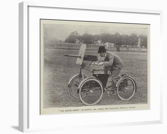 The Motor Scout in Motion, Mr Simms, the Inventor, Firing a Volley-null-Framed Giclee Print