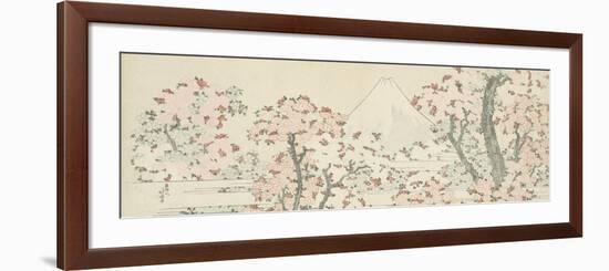 The Mount Fuji with Cherry Trees in Bloom-Katsushika Hokusai-Framed Giclee Print