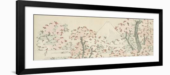 The Mount Fuji with Cherry Trees in Bloom-Katsushika Hokusai-Framed Giclee Print