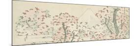 The Mount Fuji with Cherry Trees in Bloom-Katsushika Hokusai-Mounted Premium Giclee Print