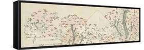 The Mount Fuji with Cherry Trees in Bloom-Katsushika Hokusai-Framed Stretched Canvas