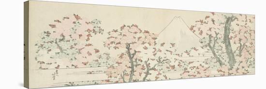 The Mount Fuji with Cherry Trees in Bloom-Katsushika Hokusai-Stretched Canvas