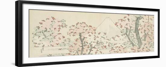 The Mount Fuji with Cherry Trees in Bloom-Katsushika Hokusai-Framed Giclee Print