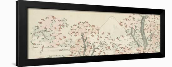 The Mount Fuji with Cherry Trees in Bloom-Katsushika Hokusai-Framed Giclee Print