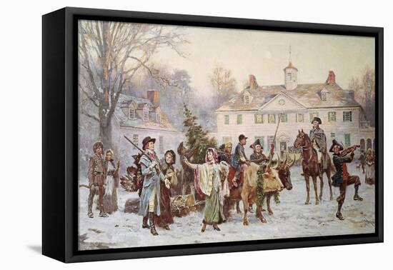 The Mount Vernon Yule Log-Jean Leon Gerome Ferris-Framed Stretched Canvas