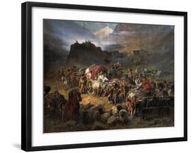 The Mountaineers Leave the Aul before Approach of the Russian Army, 1872-Pyotr Nikolayevich Grusinsky-Framed Giclee Print