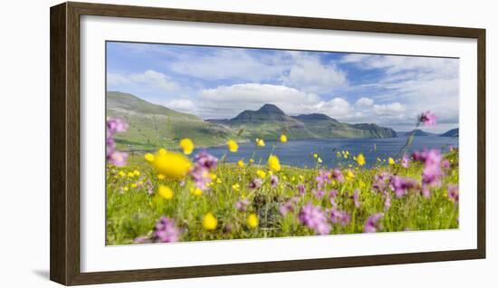 The mountains and cliffs of Streymoy with the Vestmannasund. Denmark, Faroe Islands-Martin Zwick-Framed Photographic Print