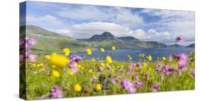 The mountains and cliffs of Streymoy with the Vestmannasund. Denmark, Faroe Islands-Martin Zwick-Stretched Canvas