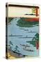 The Mouth of the Nakagawa River (One Hundred Famous Views of Ed), 1856-1858-Utagawa Hiroshige-Stretched Canvas