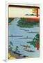 The Mouth of the Nakagawa River (One Hundred Famous Views of Ed), 1856-1858-Utagawa Hiroshige-Framed Giclee Print