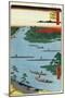 The Mouth of the Nakagawa River (One Hundred Famous Views of Ed), 1856-1858-Utagawa Hiroshige-Mounted Giclee Print