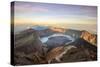 The Mt. Rinjani Crater and a Shadow Cast from the Peak at Sunrise-John Crux-Stretched Canvas