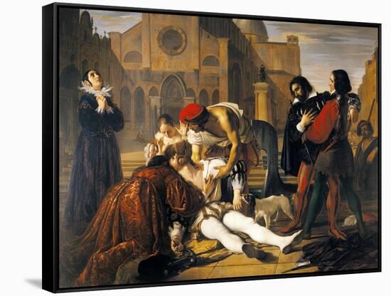 The Murder of Lorenzino De' Medici, 1840-Giuseppe Bibiena-Framed Stretched Canvas