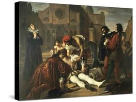The Murder of Lorenzino De' Medici-Giuseppe Bezzuoli-Stretched Canvas
