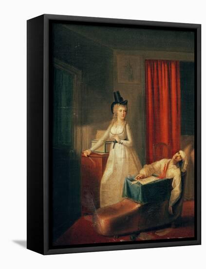 The Murder of Marat, 13th July 1793-Jean-Jacques Hauer-Framed Stretched Canvas