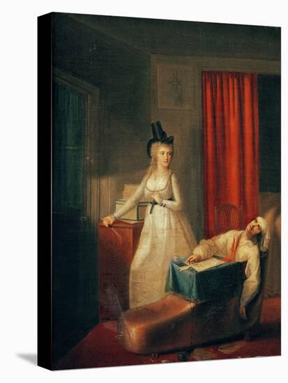 The Murder of Marat, 13th July 1793-Jean-Jacques Hauer-Stretched Canvas