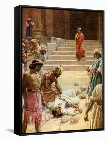 The Murder of Zechariah - Bible-William Brassey Hole-Framed Stretched Canvas