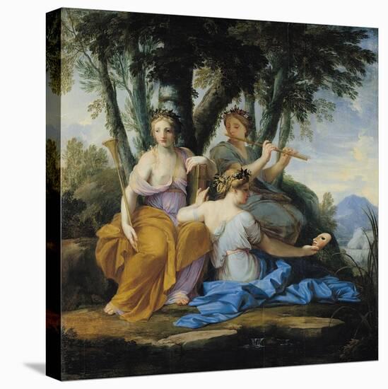 The Muses, Clio, Euterpe and Thalia, circa 1652-55-Eustache Le Sueur-Stretched Canvas