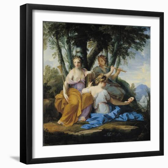 The Muses, Clio, Euterpe and Thalia, circa 1652-55-Eustache Le Sueur-Framed Giclee Print