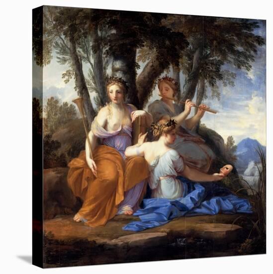 The Muses Clio, Euterpe, and Thalia-Eustache Le Sueur-Stretched Canvas