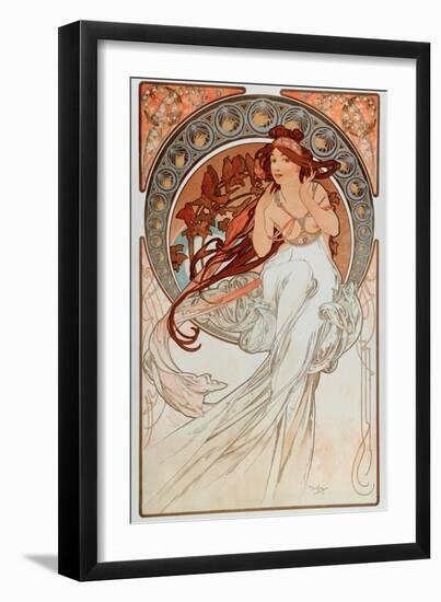 The Music. from a Serie of Lithographs, 1898-Alphonse Marie Mucha-Framed Premium Giclee Print