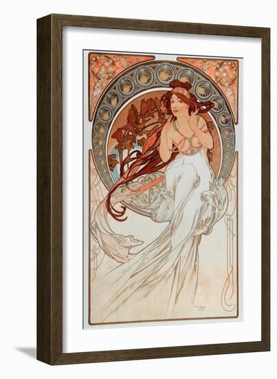 The Music. from a Serie of Lithographs, 1898-Alphonse Marie Mucha-Framed Giclee Print