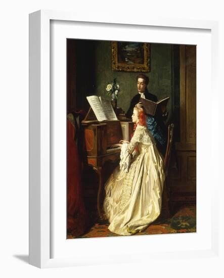 The Music Lesson, 1858-Jean Carolus-Framed Giclee Print