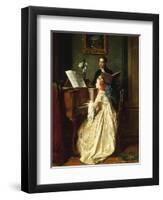 The Music Lesson, 1858-Jean Carolus-Framed Premium Giclee Print
