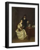 The Music Lesson, c.1670-Gerard ter Borch or Terborch-Framed Giclee Print