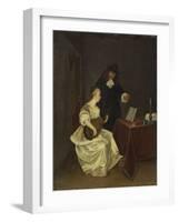 The Music Lesson, c.1670-Gerard ter Borch or Terborch-Framed Giclee Print