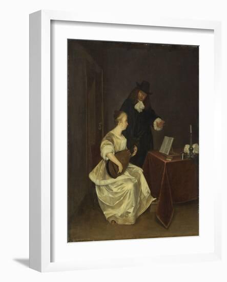 The Music Lesson, c.1670-Gerard ter Borch or Terborch-Framed Giclee Print