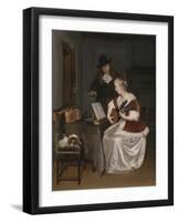 The Music Lesson, C.1670-Gerard ter Borch-Framed Giclee Print