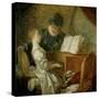 The Music Lesson-Jean-Honoré Fragonard-Stretched Canvas