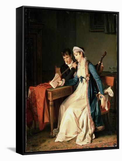 The Music Lesson-Marguerite Gerard-Framed Stretched Canvas