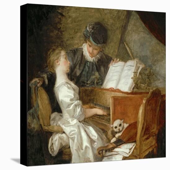 The Music Lesson-Jean-Honoré Fragonard-Stretched Canvas