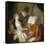 The Music Lesson-Jean-Honoré Fragonard-Framed Stretched Canvas