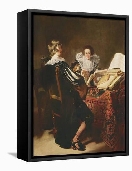 The Music Lesson-Thomas de Keyser-Framed Stretched Canvas