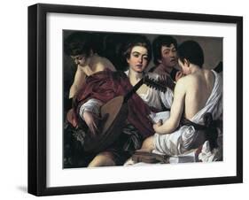 The Musicians, C1595-Caravaggio-Framed Premium Giclee Print