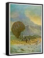 The Mysterious Island, Part 1: The Travellers' Balloon Lands on the Island-C. Barbant-Framed Stretched Canvas