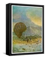 The Mysterious Island, Part 1: The Travellers' Balloon Lands on the Island-C. Barbant-Framed Stretched Canvas