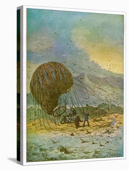 The Mysterious Island, Part 1: The Travellers' Balloon Lands on the Island-C. Barbant-Stretched Canvas