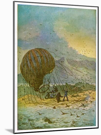 The Mysterious Island, Part 1: The Travellers' Balloon Lands on the Island-C. Barbant-Mounted Art Print