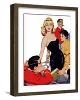 The Mystery of X - Saturday Evening Post "Leading Ladies", October 1, 1955 pg.35-John Fernie-Framed Giclee Print