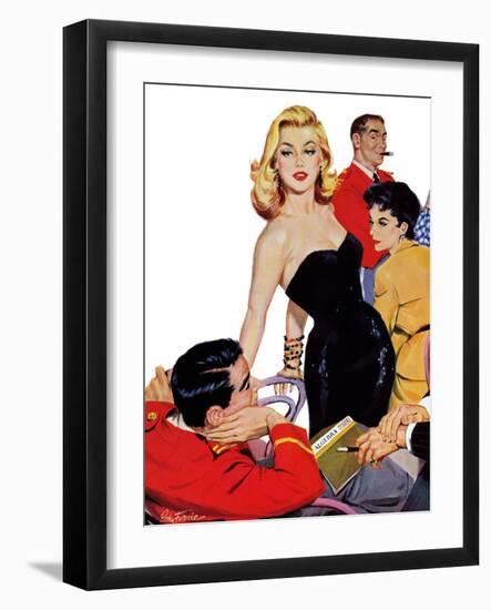 The Mystery of X - Saturday Evening Post "Leading Ladies", October 1, 1955 pg.35-John Fernie-Framed Giclee Print