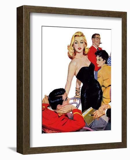 The Mystery of X - Saturday Evening Post "Leading Ladies", October 1, 1955 pg.35-John Fernie-Framed Giclee Print