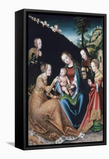 The Mystic Marriage of St Catherine, 1516-1518-Lucas Cranach the Elder-Framed Stretched Canvas