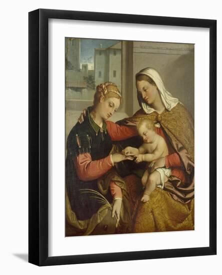 The Mystic Marriage of St. Catherine, 16th Century-Giovanni Battista Moroni-Framed Giclee Print