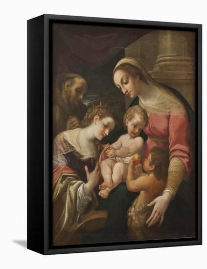The Mystic Marriage of St Catherine, c.1600-30-Lodovico Carracci-Framed Stretched Canvas